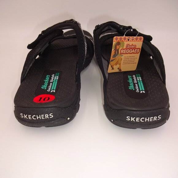 NWT New Womens Skechers Reggaes Black Sandals 10 Outdoor Lifestyle Grey White - Picture 7 of 11